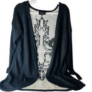 Black Cardigan Sweater With Cross and Wings Size M/L